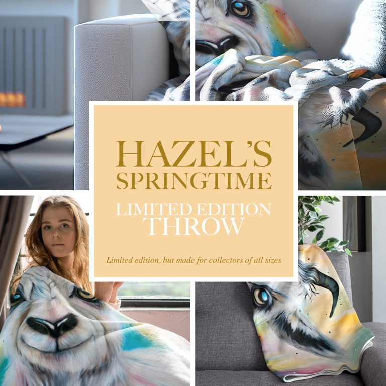 Colourful throw blanket featuring playful animal designs placed in a cozy setting.