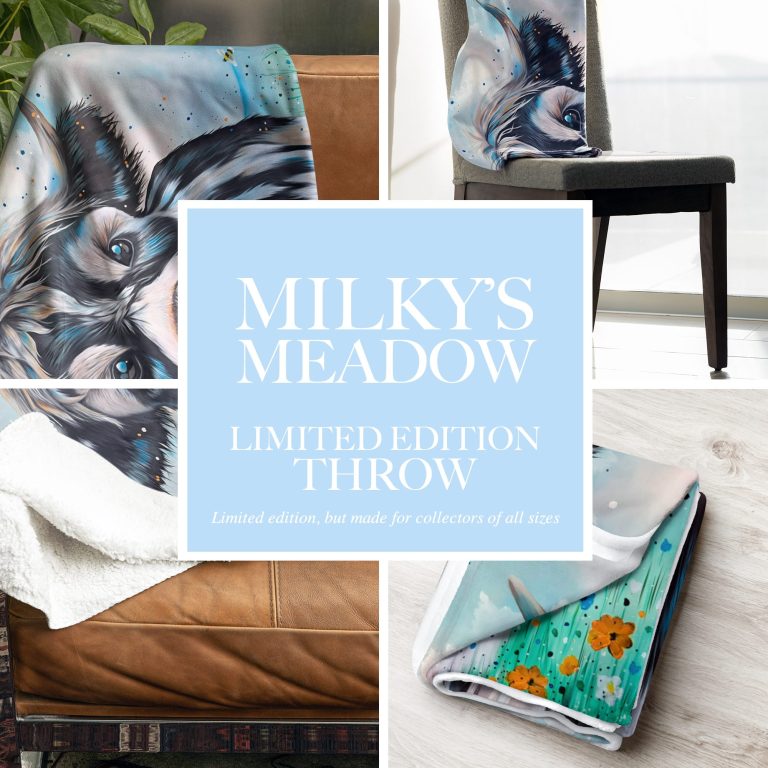 Limited edition chopping board featuring a cow design in a meadow setting.